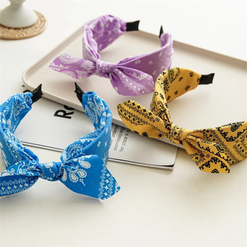 Paisley Bandana Stirnband mit Hasenohren Schleife Mode Haarband Damen