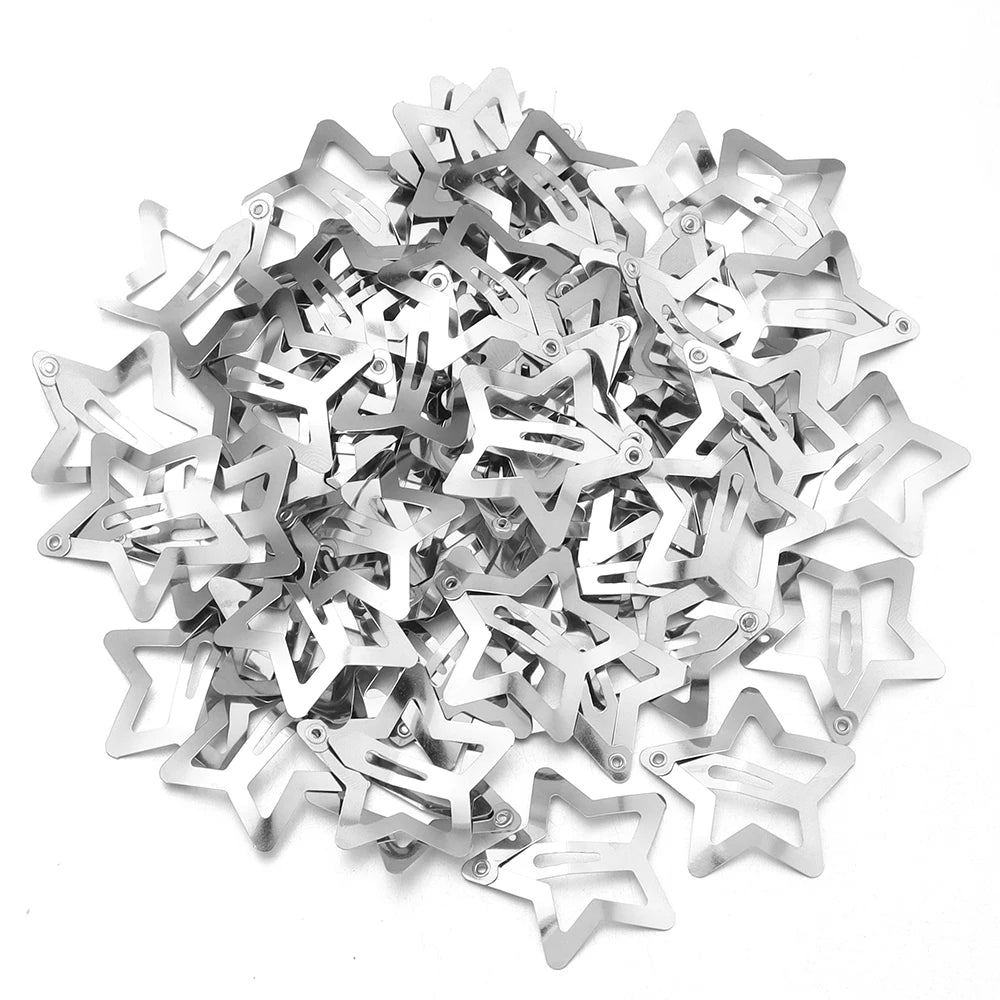 50er Set Bunte Stern Haarspangen Metall Snap Clips für Mädchen Frauen