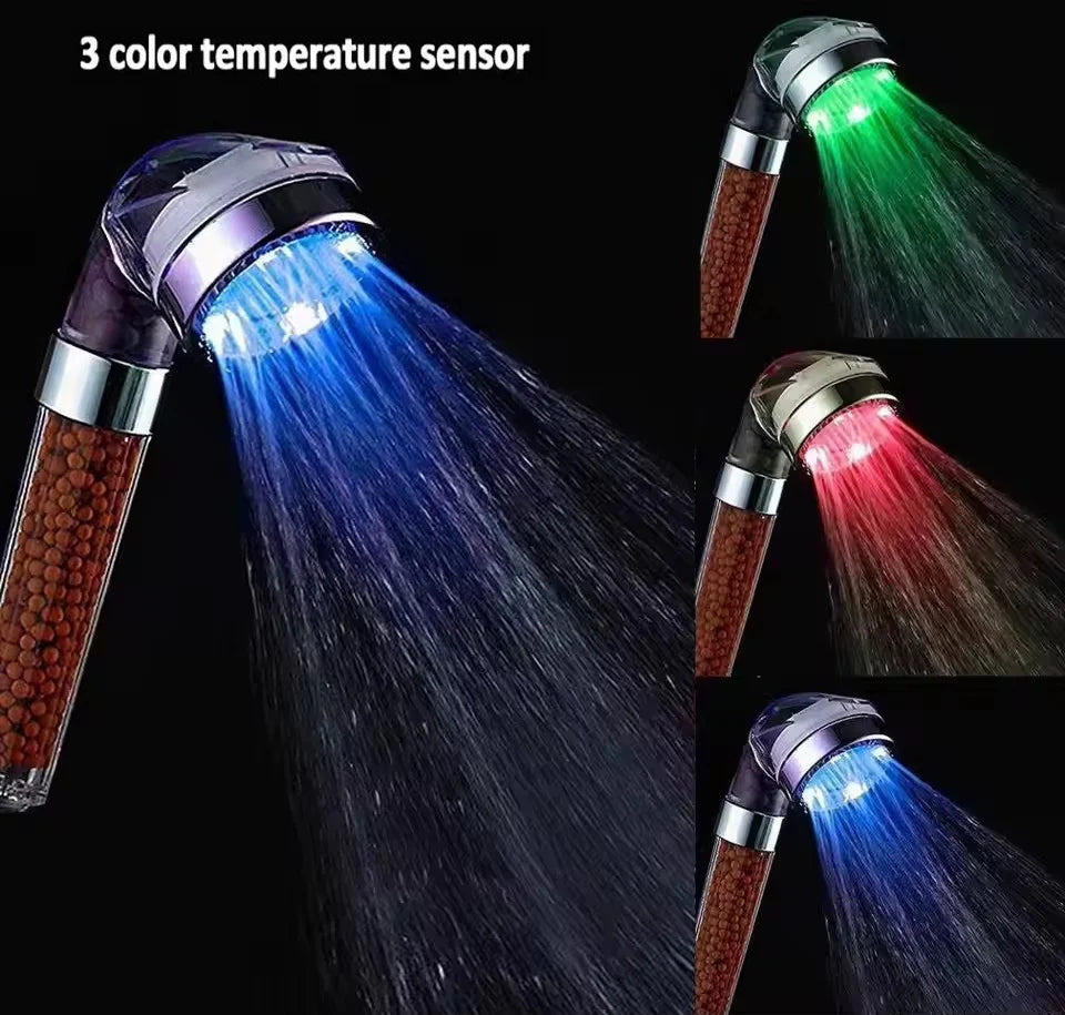 Handbrause mit LED-Temperatursensor ABS Kunststoff Hochdruck Duschkopf