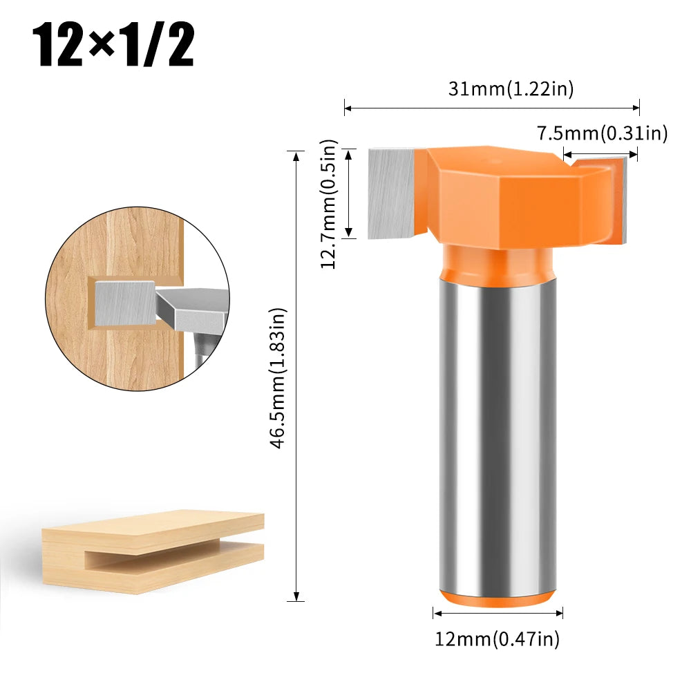 Wolframlegierung T-Cutter Router Bit 6mm 12mm Schaft Fräskopf für Holz