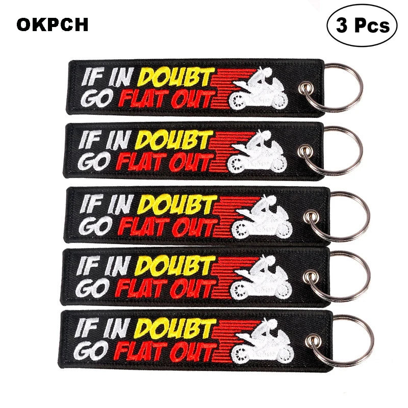 3-teiliges Schlüsselanhänger Set Bestickte Metallanhänger für Autos Motorräder
