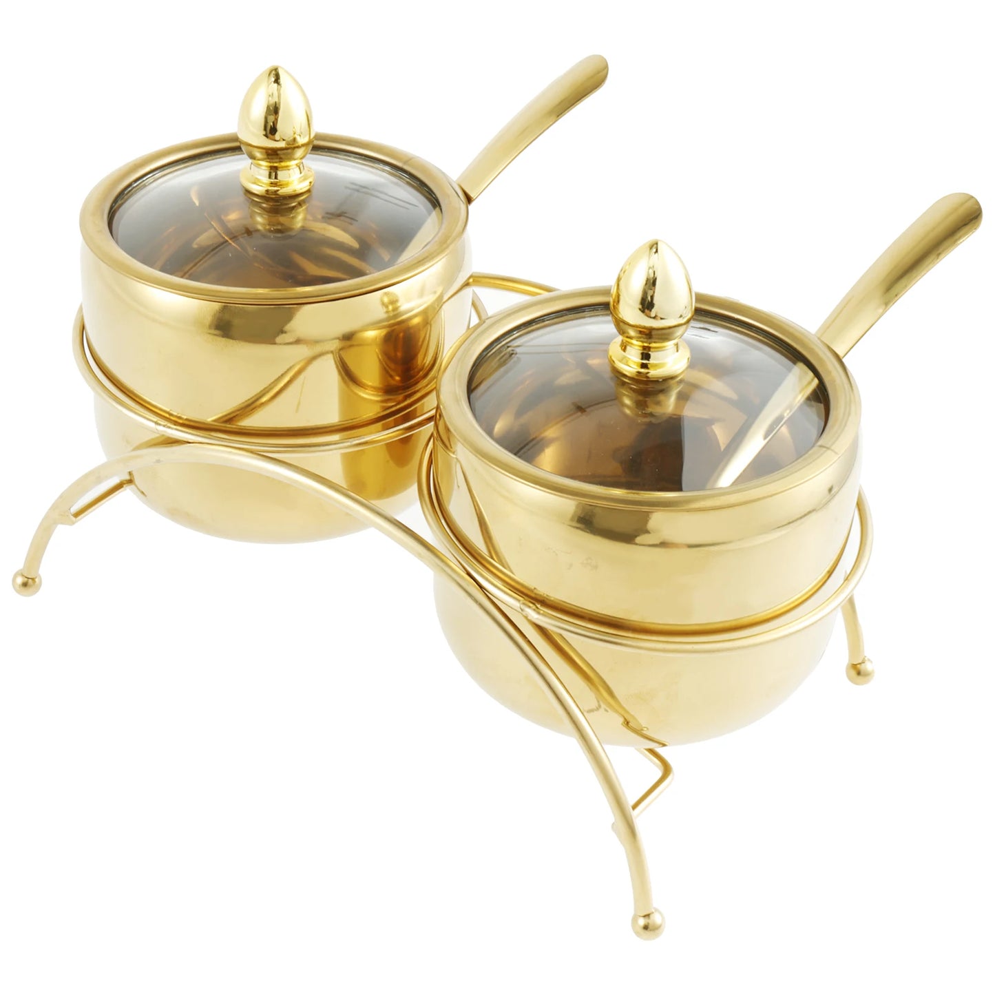 2er Set Edelstahltöpfe Gewürzbox mit Löffel Gold Gewürzregal Pfeffer