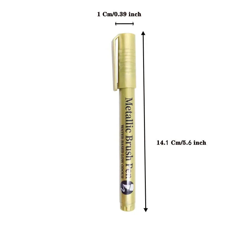 2er-Set Metall-Marker in Gold - Silber mit Spitze und Bürste, schnell trocknend