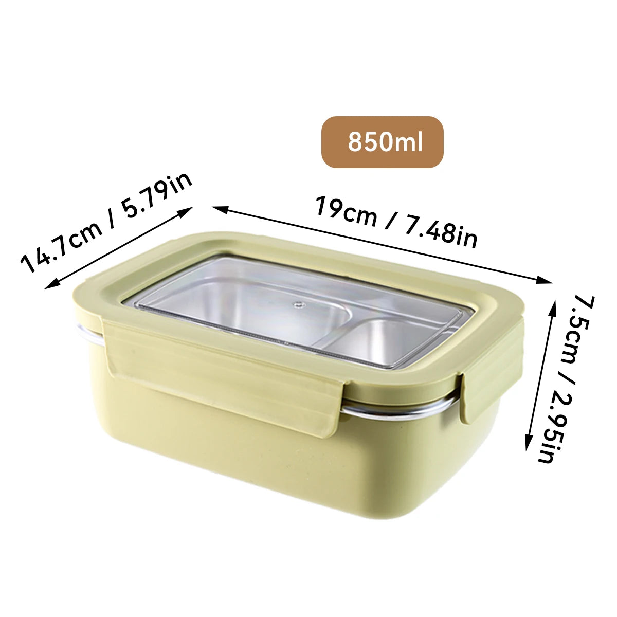 304 Edelstahl Geteilte Lunchbox – Mikrowelle, Dicht, für Schule & Büro