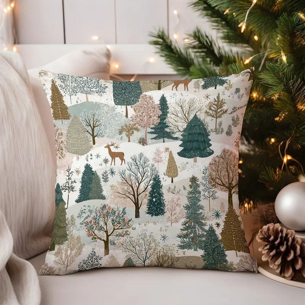 Gemütlicher Kissenbezug mit niedlichem Rehkitzmuster für Zuhause