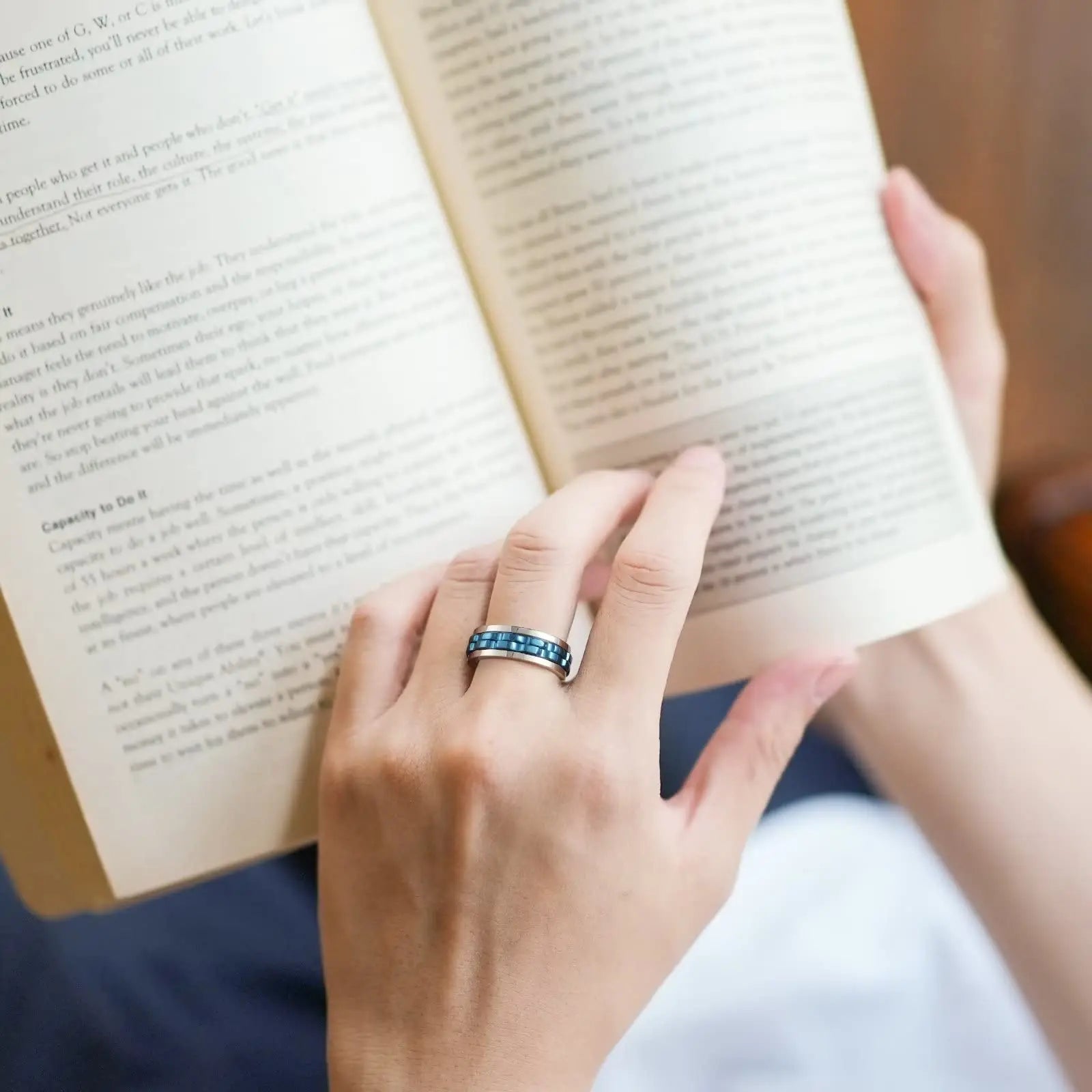 Drehbarer Edelstahl Ring mit Ketten Design für Herren