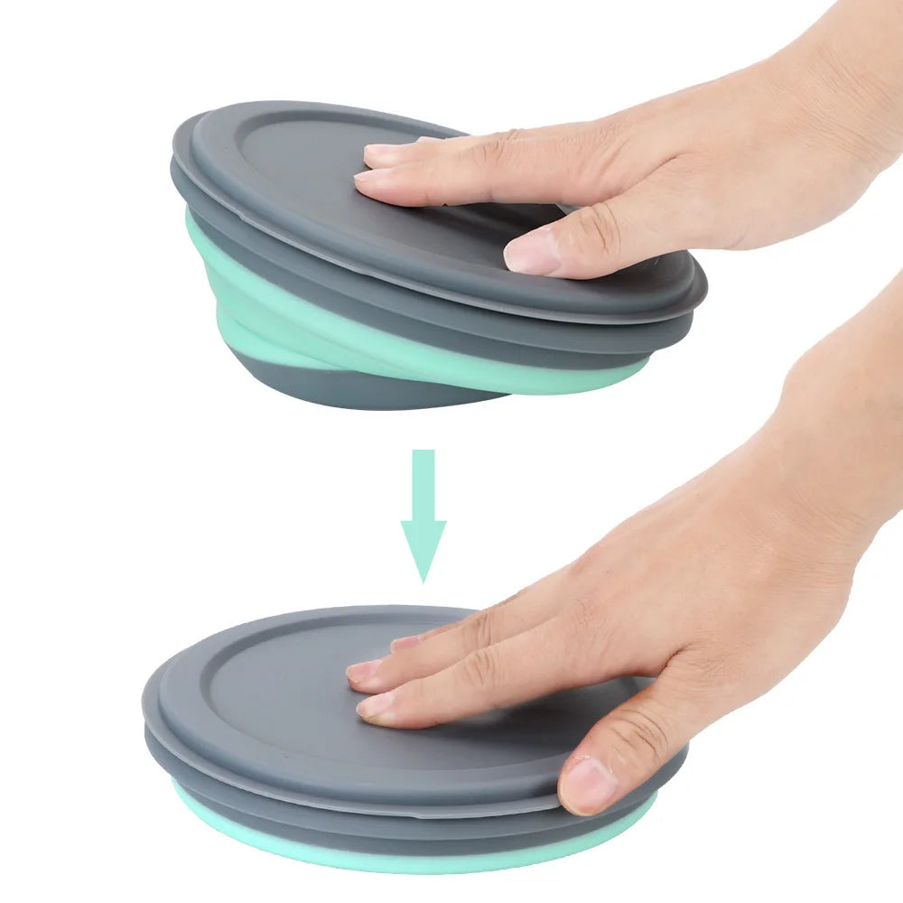 Flexibles 3-teiliges faltbares Silikon Lunchbox-Set mit Deckeln – leicht & platzsparend
