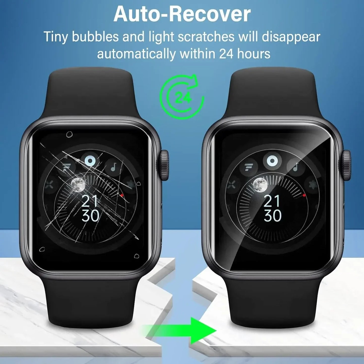 5er Set ultradünne Schutzfolie für Smartwatch Displays 40mm-49mm