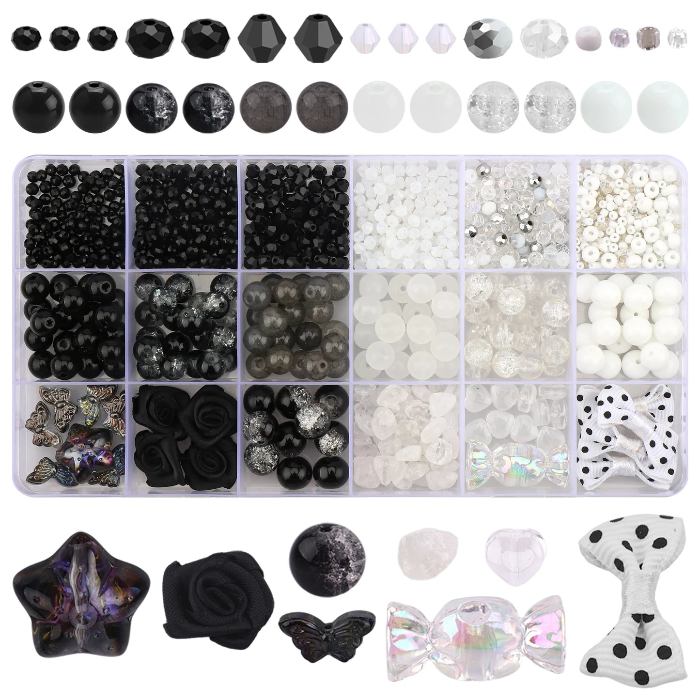 Glasperlen Herzform DIY Schmuck Set für Armband Ohrring Halskette