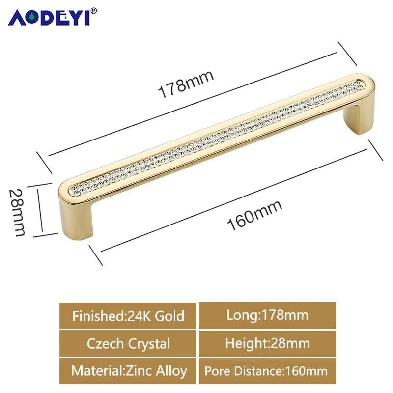 Eleganter Kristall Möbelknopf Diamant Optik für Schrank Schublade Gold/Chrom