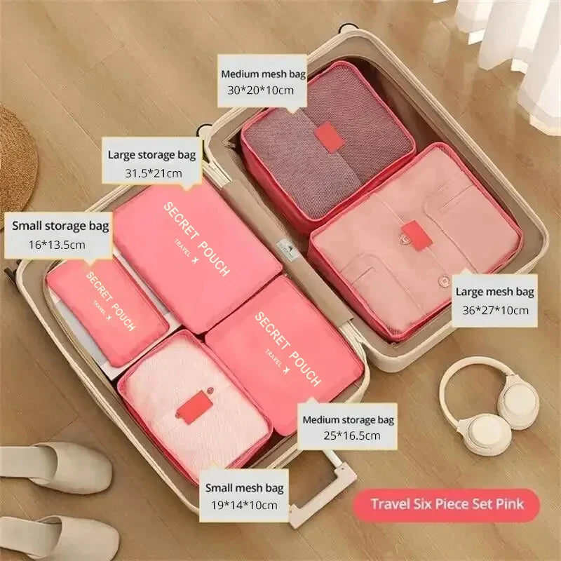 6-teiliges Reise-Organizer Set mit großer Kapazität und robustem Material