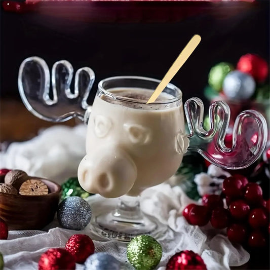 8 oz 240 ml Weihnachts-Elch Becher mit Katze Löffel für Festtage