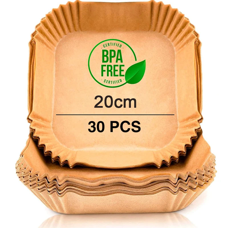 Einweg Luftfritteusenpapier XXL quadratisch 20x23 cm für Airfryer Tablett