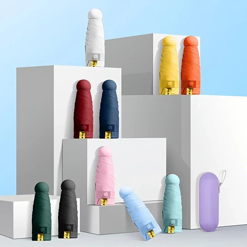 Ultraleichter kompakter Reise Regenschirm mit UV Schutz 5 Fach