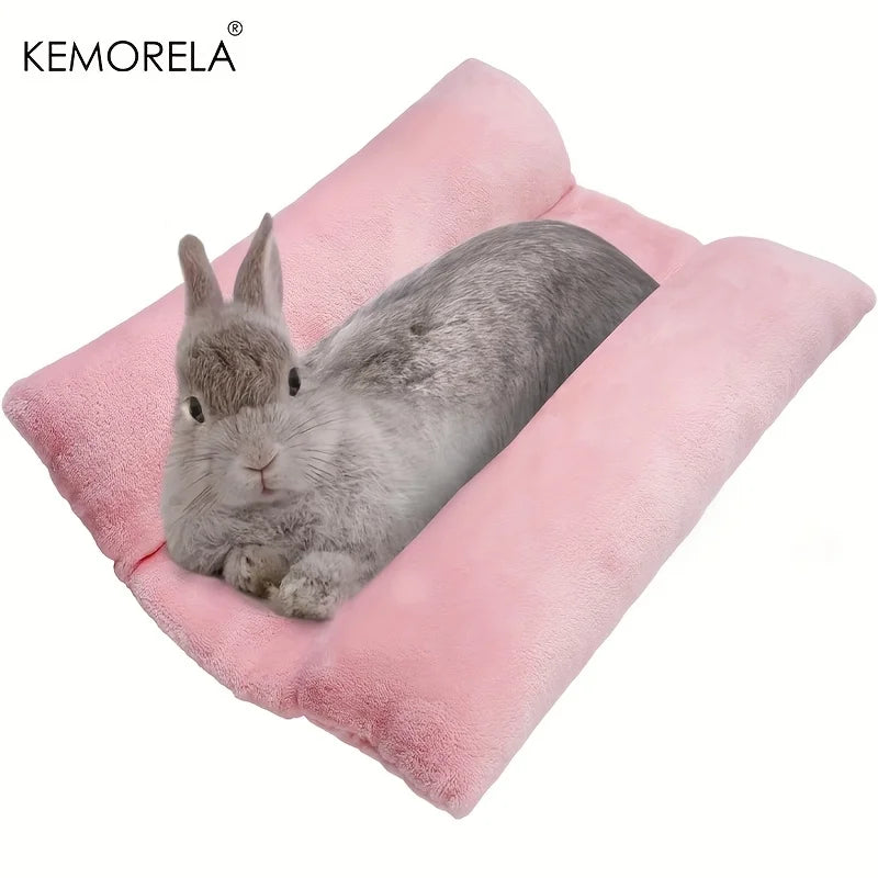 KEMORELA Kaninchenbett, dickes, weiches, konkaves Bettüberwurf, Decke, Plüschunterlage mit Baumwollliege, Kissen, kleines Haustier, Flip-Flop-Pad für den Innenbereich-Yabubest - Home & More