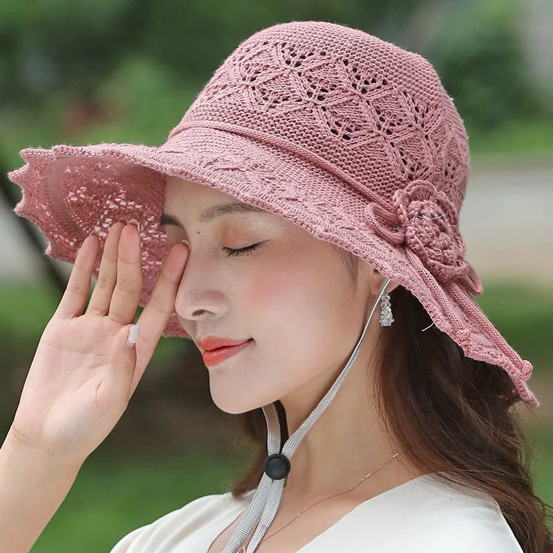 Faltbarer Damen Sonnenhut mit breiter Krempe Sommer Strandmode