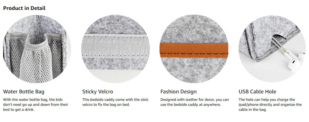 Praktischer Filz-Bett-Aufbewahrungsorganisator mit 5 Taschen