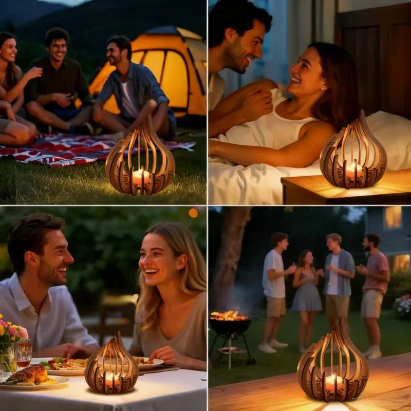 Handgemachter Kerzenhalter Holz DIY Dekoration schafft warme Stim