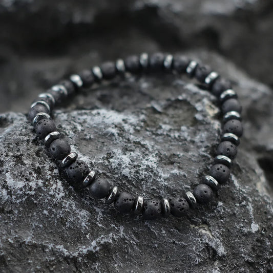 Männer Naturstein Armband 6mm Perlen Lava Tigerauge Hämatit Schutz