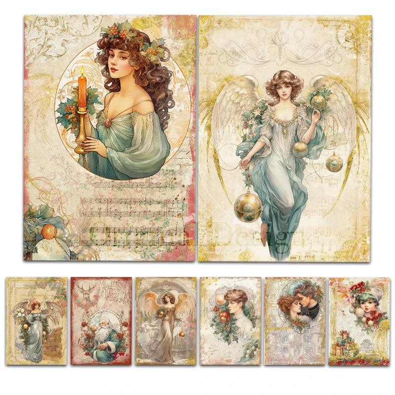 Reispapier im Retro Design für Scrapbooking und Vintage Dekoration