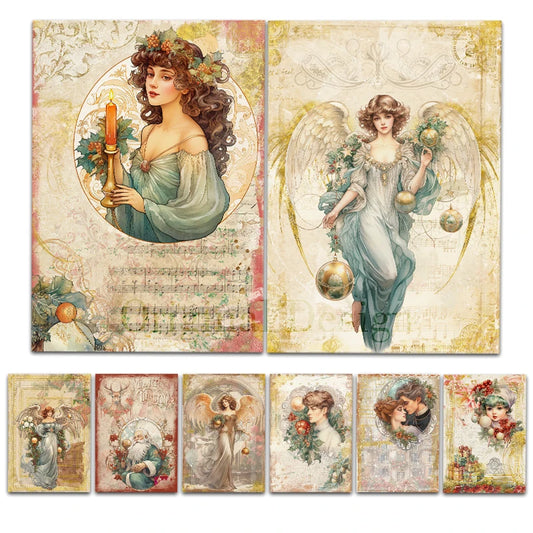 Reispapier im Retro Design für Scrapbooking und Vintage Dekoration