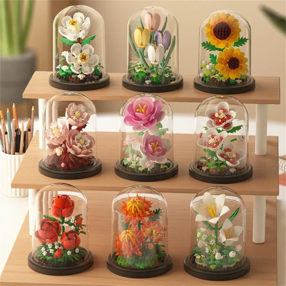 Ewige Blumen Bonsai Bauklotz Modell Pflanzendeko Puzzle Spielzeug