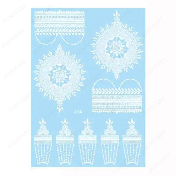 Weiße Henna Temporäre Tattoos für Frauen Hand Mehndi Party Körperkunst