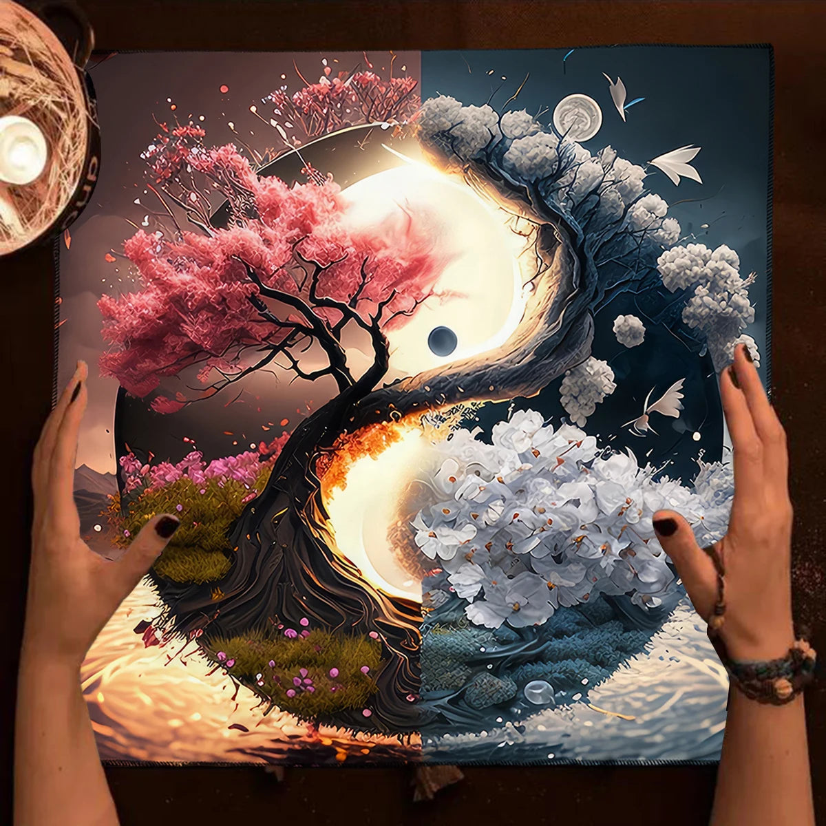 Baum des Lebens Altartuch spirituelle Tarot Tischdecke