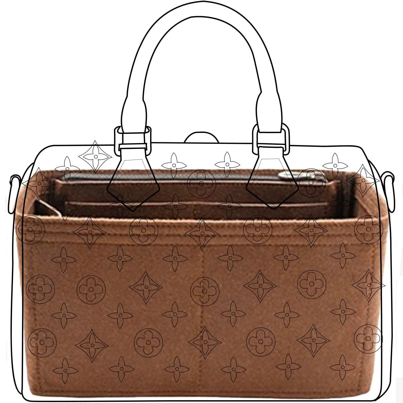 Praktischer Geldbörsen Organizer Einsatz aus Filz für Handtaschen