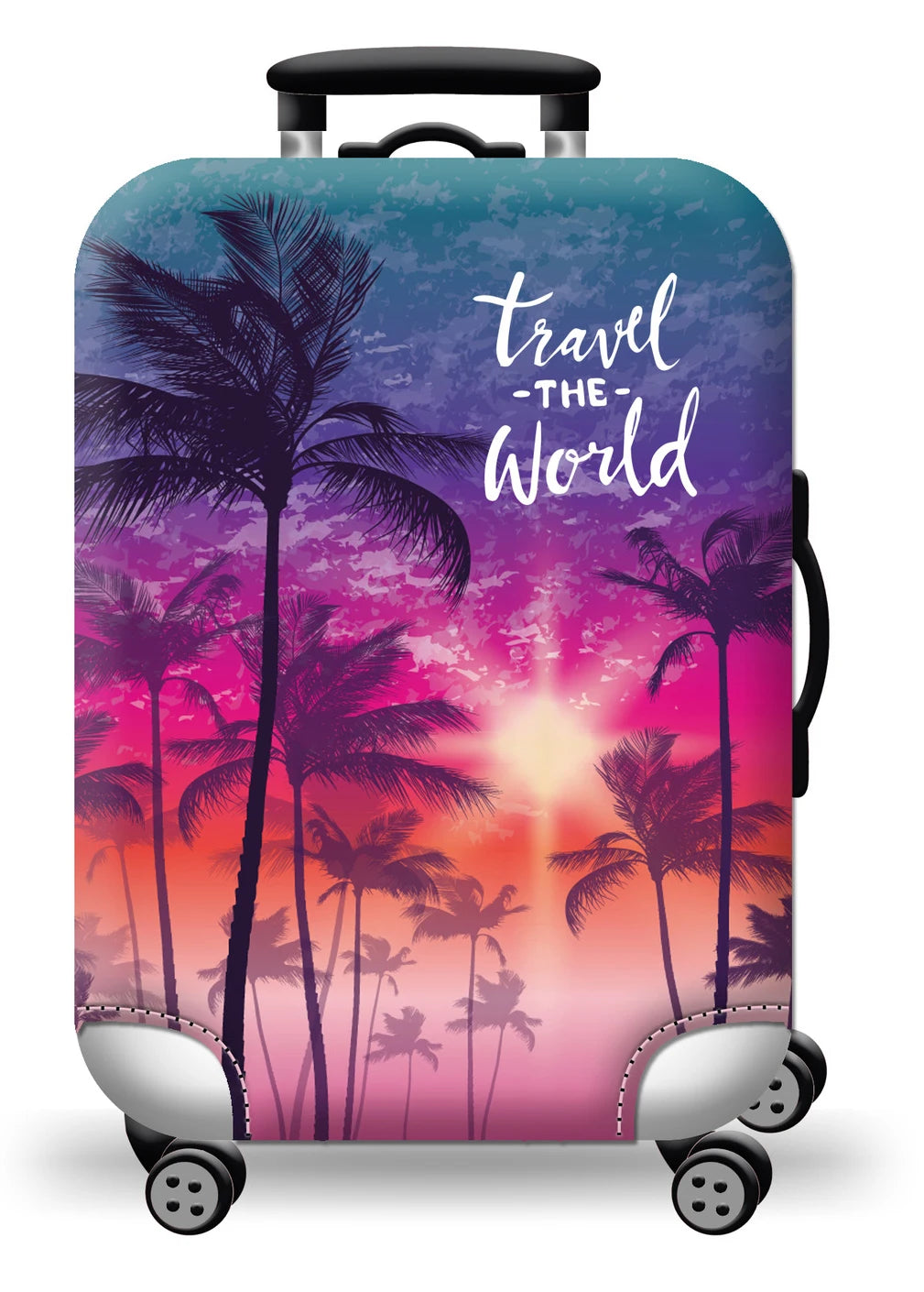 Elastische Koffer Schutzhülle Weltkarten Motiv für Reisegepäck