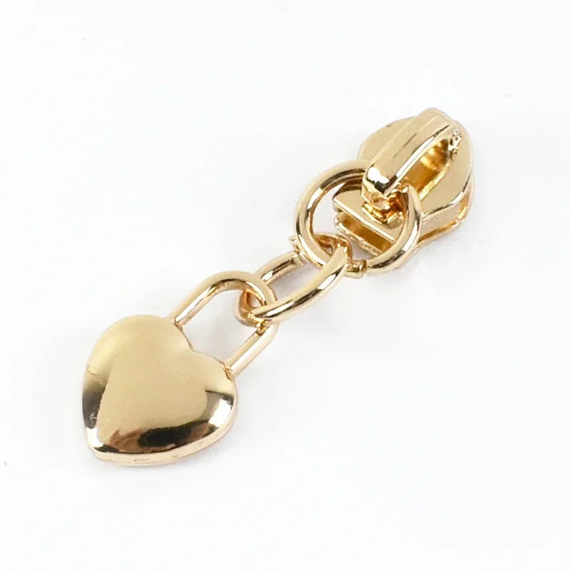 Metall Reißverschlussschieber Herz-Anhänger #3 für Nylon-Reißverschlüsse DIY Reparatur Set