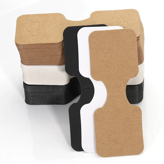 50 Kraftpapier-Karten 3,5x9 cm faltbar Schmuckverpackungset