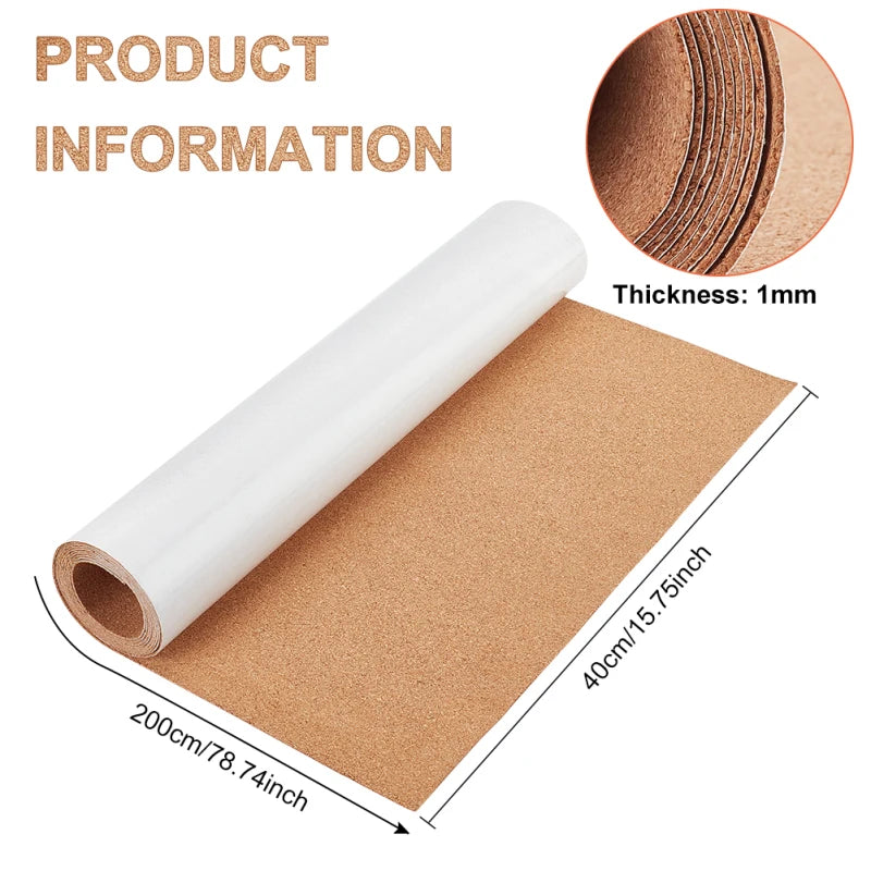 Korkplattenrolle 1378x157cm 1mm dick rechteckiges natürliches Korkstück