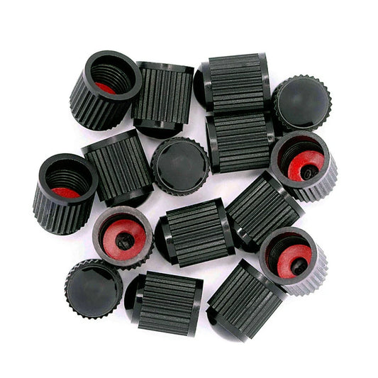 20er Set Universal Reifenventilkappen Kunststoff Schwarz mit Dichtungsring