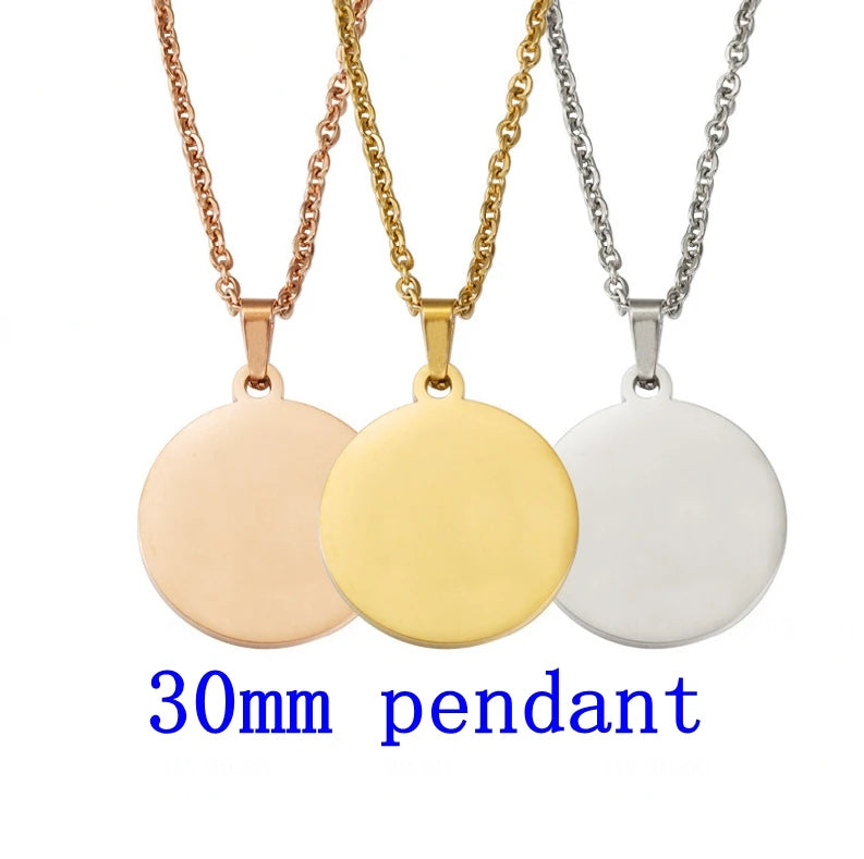 Set aus 10 runden Edelstahl Anhänger Halsketten zum Individualisieren