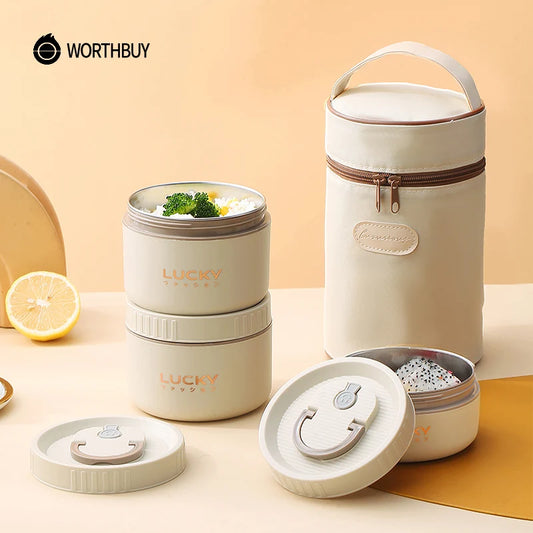 Bento Lunchbox Set isoliert Edelstahl - Thermobehälter mit Tasche