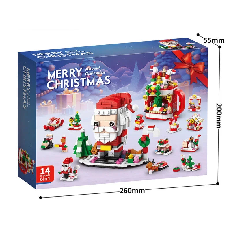 Weihnachts-Baustein-Spielzeug-Set mit 24 DIY-Ziegeln für Kinder ab 6 Jahren