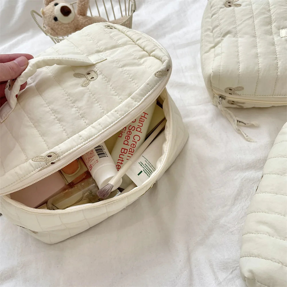 Praktische Kosmetiktasche aus weichem Baumwollstoff für Damen