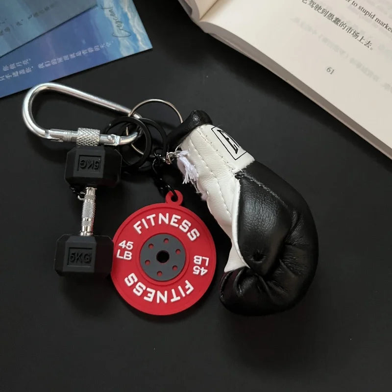 3D Mini Boxhandschuhe Schlüsselanhänger mit Karabiner und Schloss Dekor