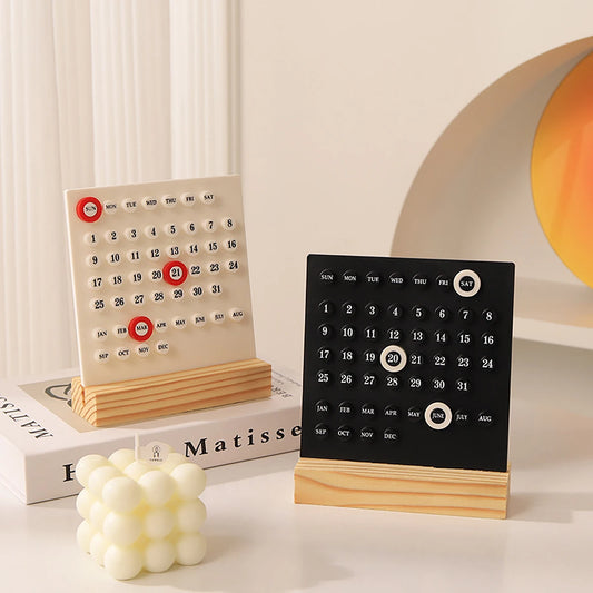Nachhaltiger Holz-Kalender: Einstellbar für Woche, Monat - Datum, kompakt