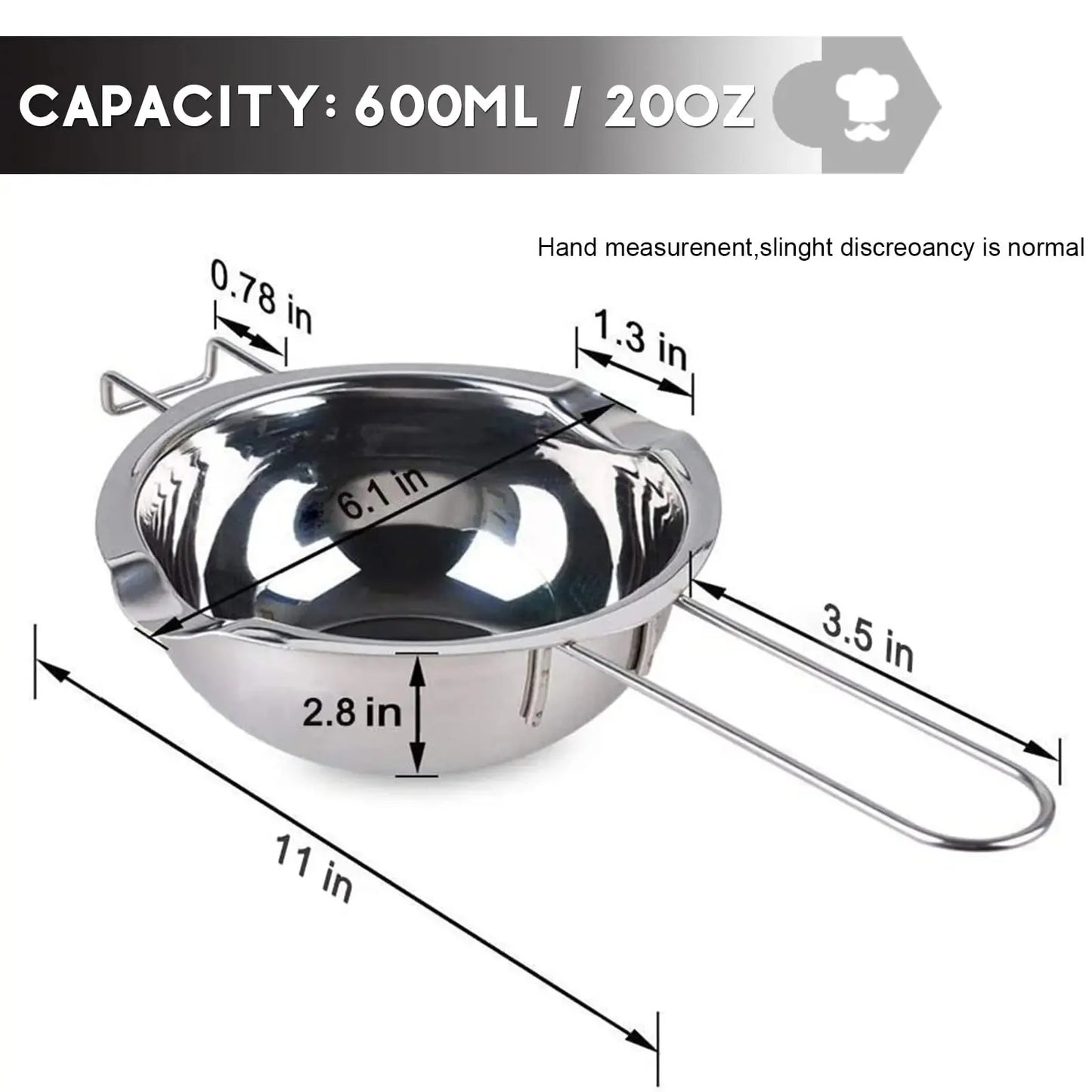 Schmelztiegel 1200ml mit 2400ml Edelstahl Topf zum Kerzen Wachs Schmelzen