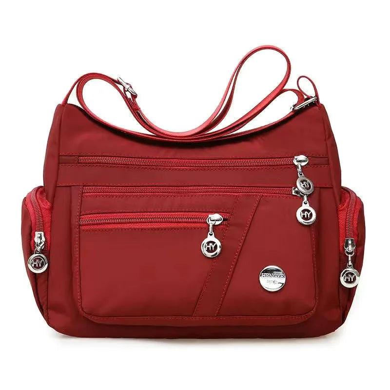 Damen Umhängetasche wasserfest Nylon Lässig mit RFID Schutz und Reißverschluss