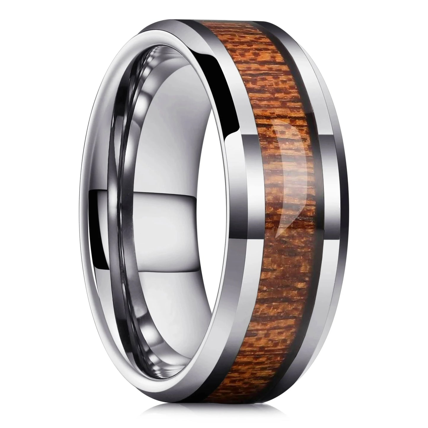 8mm Edelstahl Ring Herren Carbon Faser Inlay Hochzeitsband Geschenk
