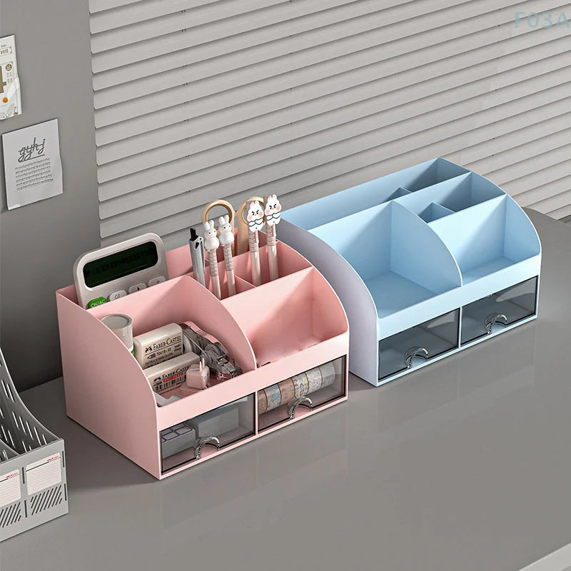 Desktop Organizer mit Schubladen Kunststoff Schreibtisch Make-up Aufbewahrung