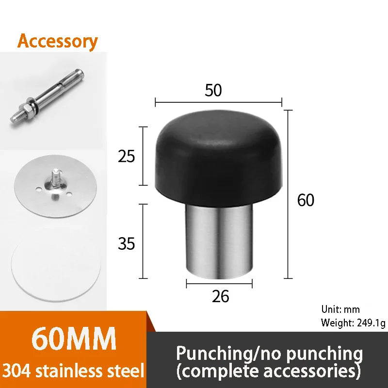 Türstopper aus Edelstahl 304 mit Gummi Bodenwandmontage verdickt