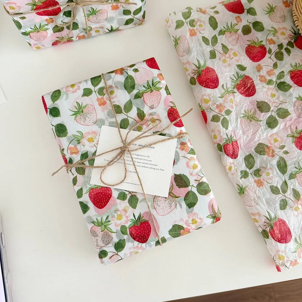 Seidenpapier mit Erdbeermuster für Geschenkverpackung und Dekoration