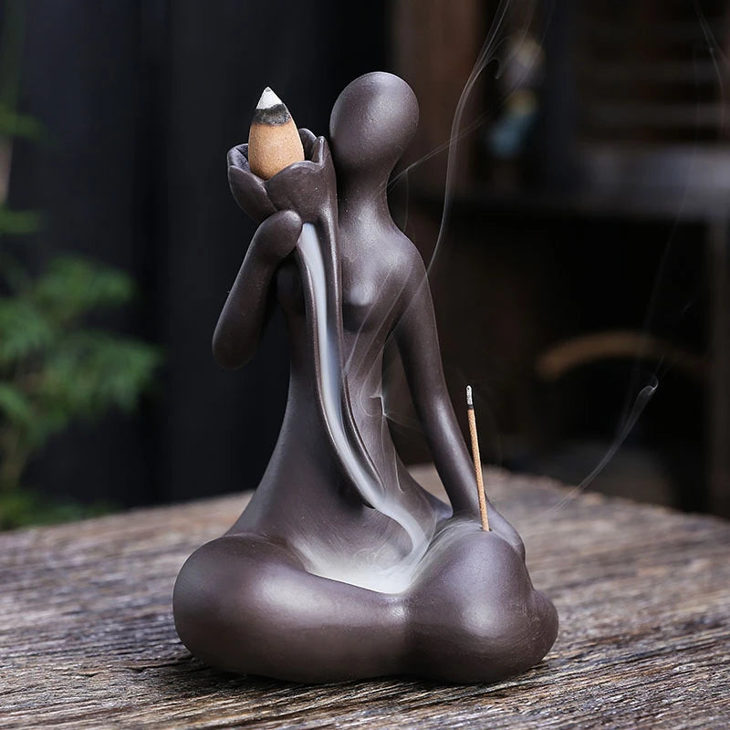 Lila Ton Rückfluss Weihrauchbrenner mit Wasserfall Effekt