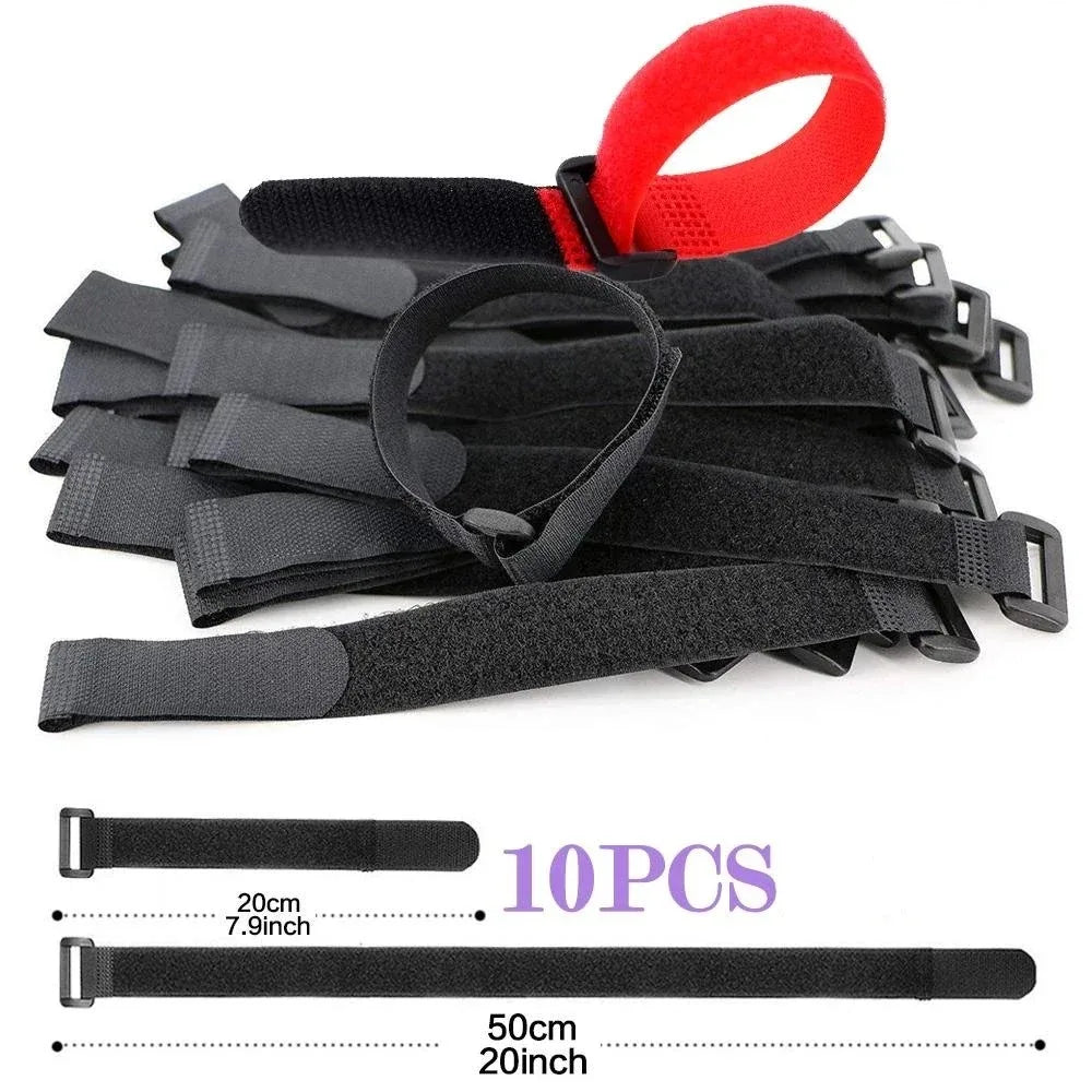 10x Klettverschluss Kabelbinder Nylon – Wiederverwendbar 20cm/50cm Längen