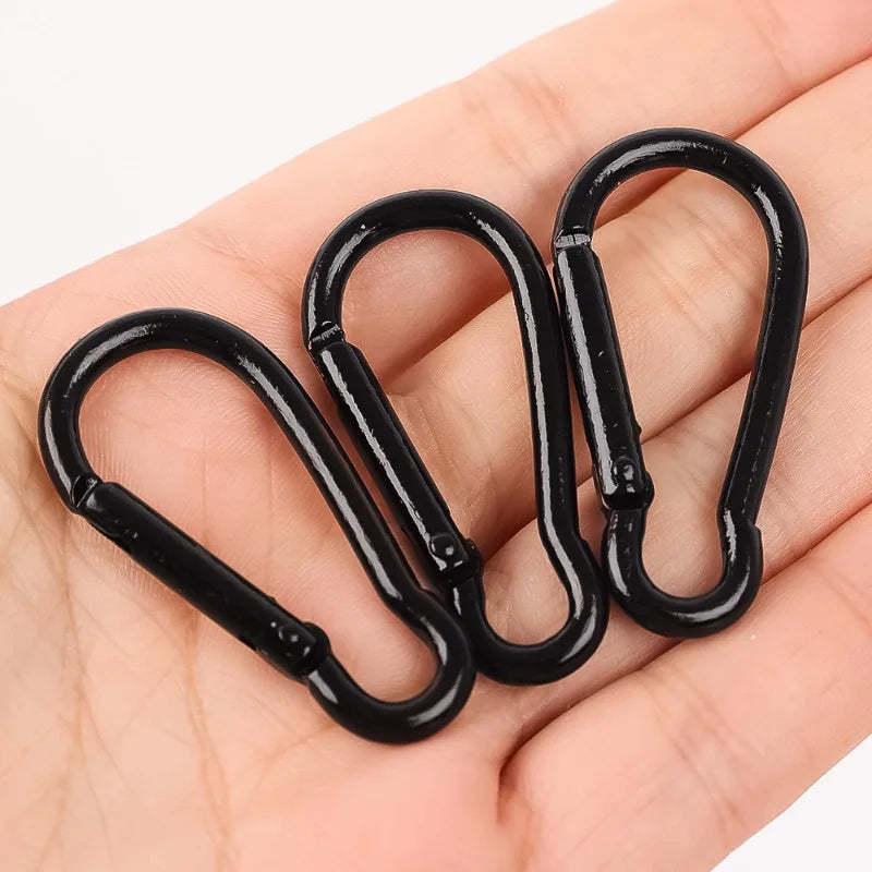 Robuste Mini Karabiner aus Aluminium, leicht - sicher – 10-50 Stück, Schwarz/Silber