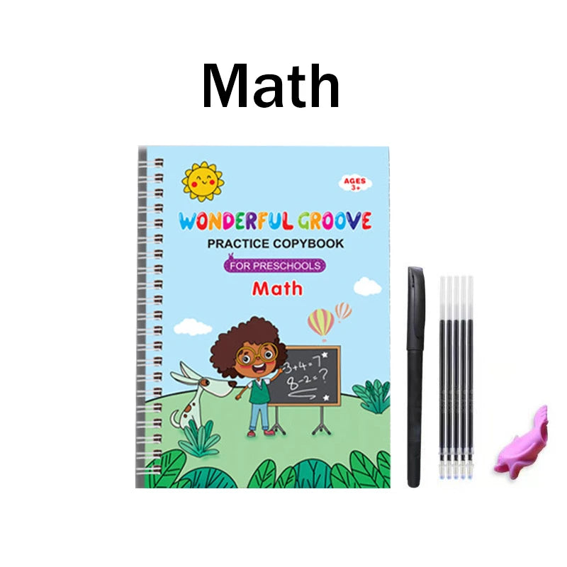 Wiederverwendbares 3D Übungsbuch für Kinder zum Lernen und Schreiben